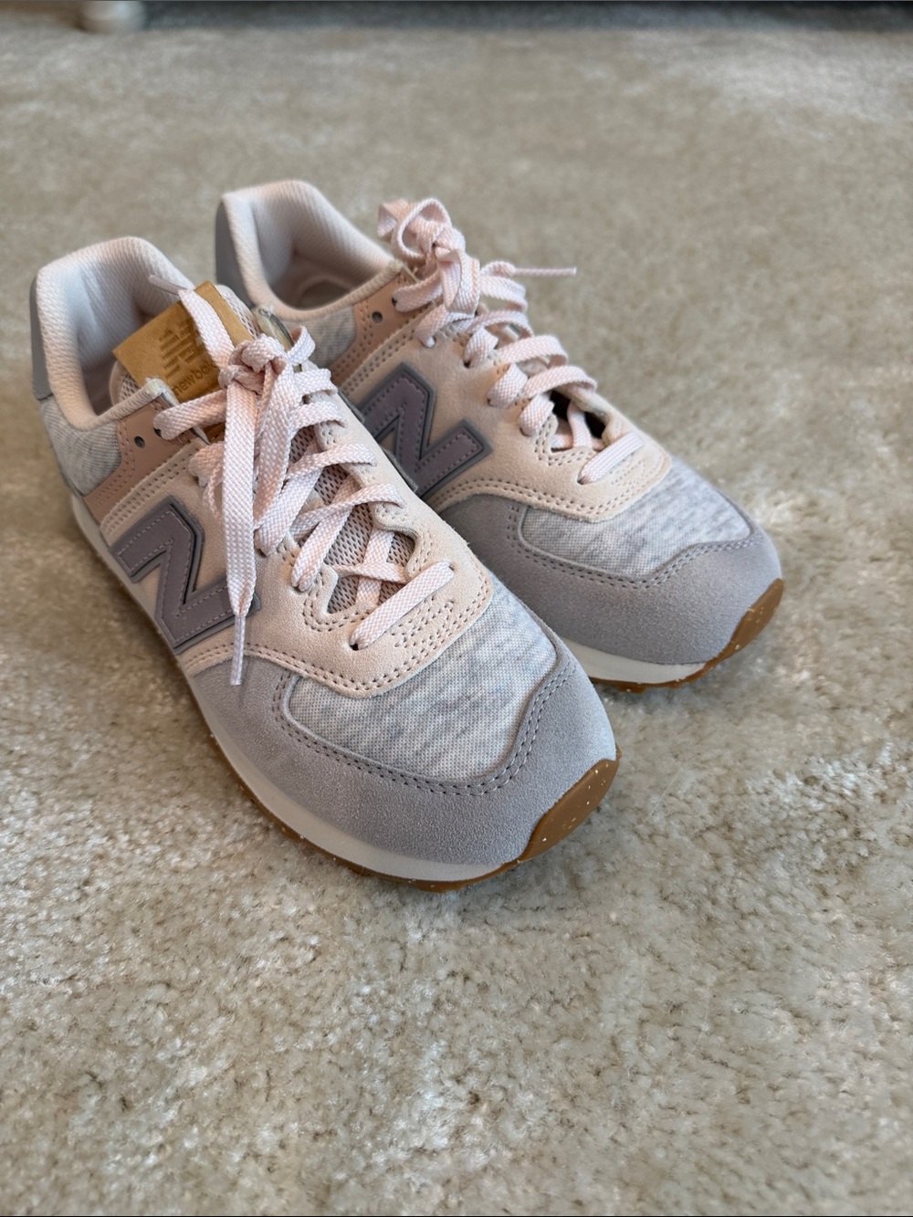 New Balance 574 Sneakers Light Grey & Pink size 7.5